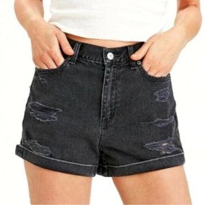 LIKE NEW Distressed High Waisted American Eagle Black Jean Shorts